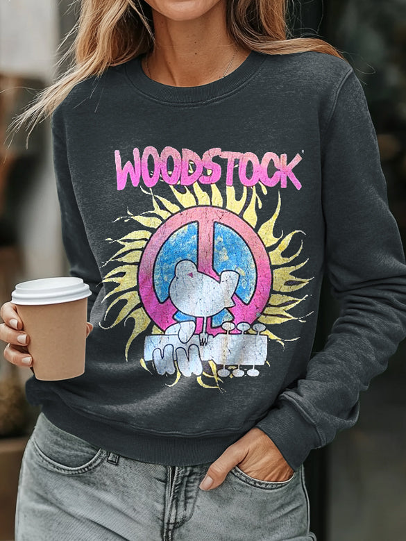 Hippie Woodstock Art Print Casual  Sweatshirt