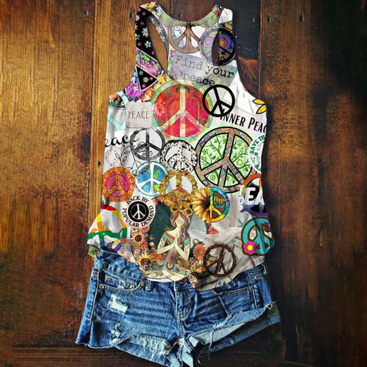 Women's Hippie Pattern Art Print Tank Top