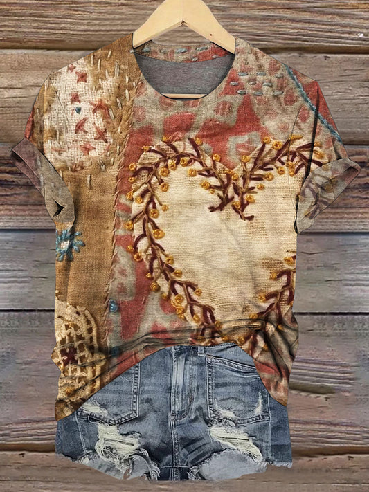 Vintage Art Print Casual T-shirt
