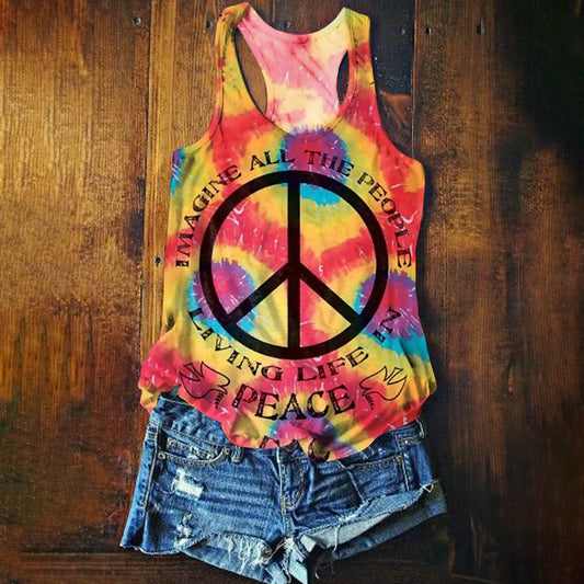 Women's Hippie Pattern Art Print Tank Top