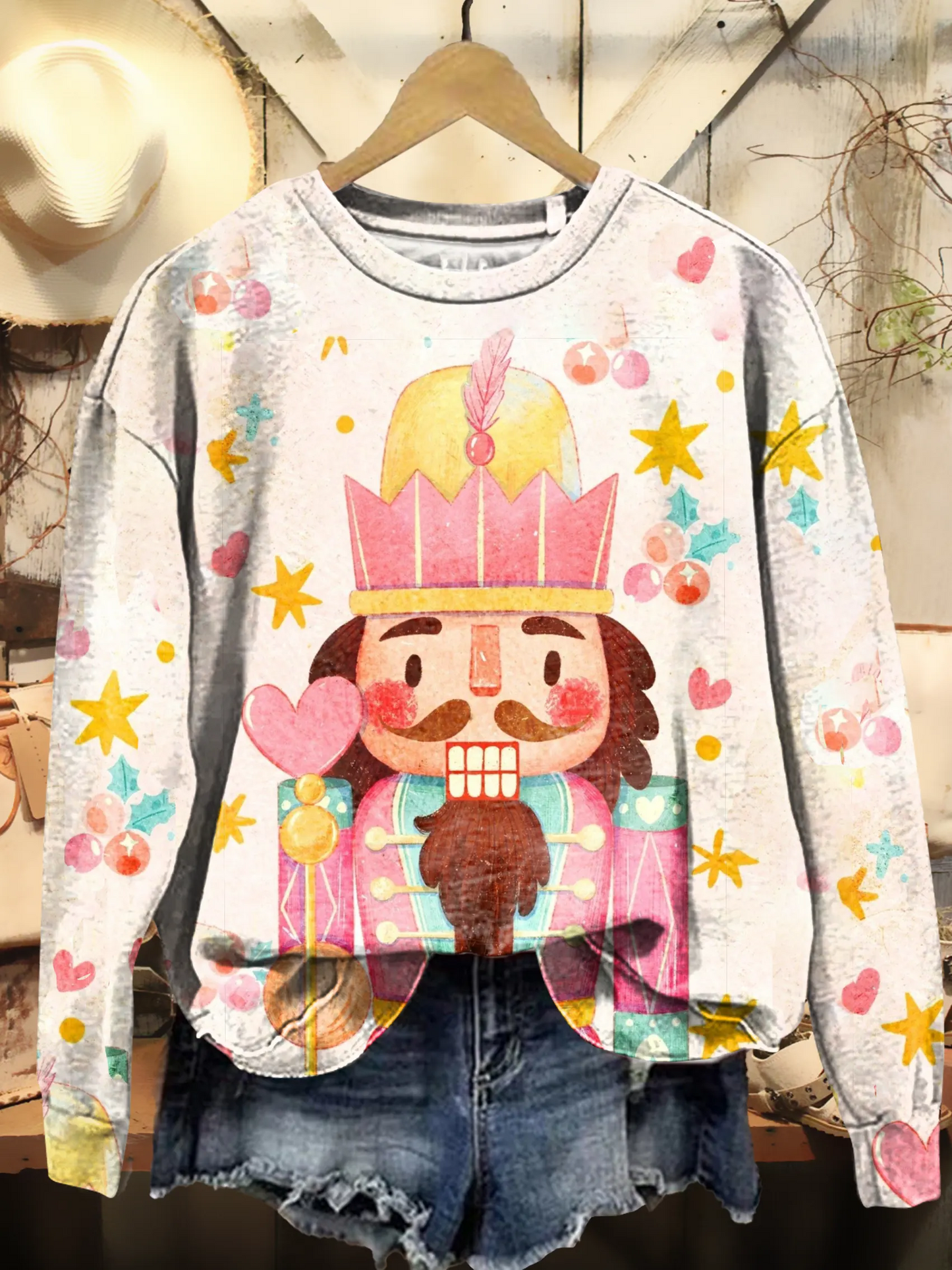 Women's Cute Christmas Soldier Pattern Art Print Sweatshirt