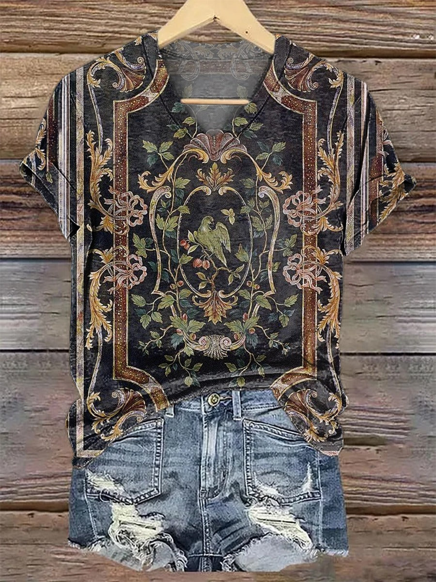 Vintage Ethnic Tattoo Pattern Art Print Casual Tee