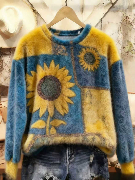 Retro Ethnic Pattern Art Print Mink Sweatshirt