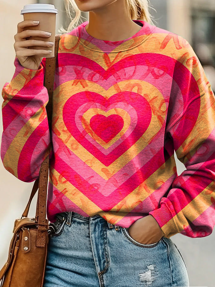 Valentine's Day XOXO Print Casual Sweatshirt