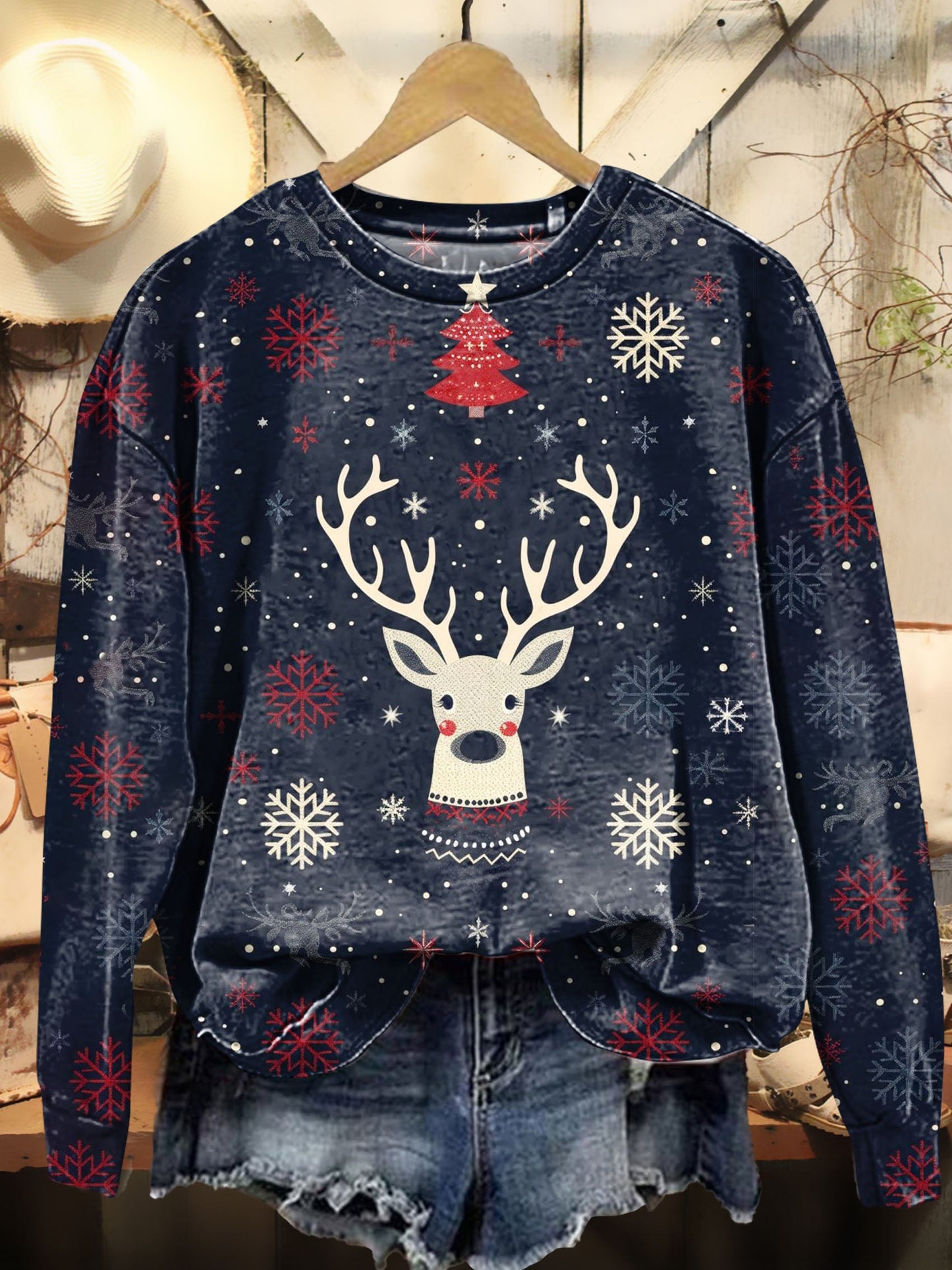 Elk Tattoo Graphic Art Print Sweatshirt