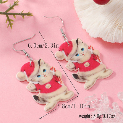 Vintage Christmas Santa Cat Earrings