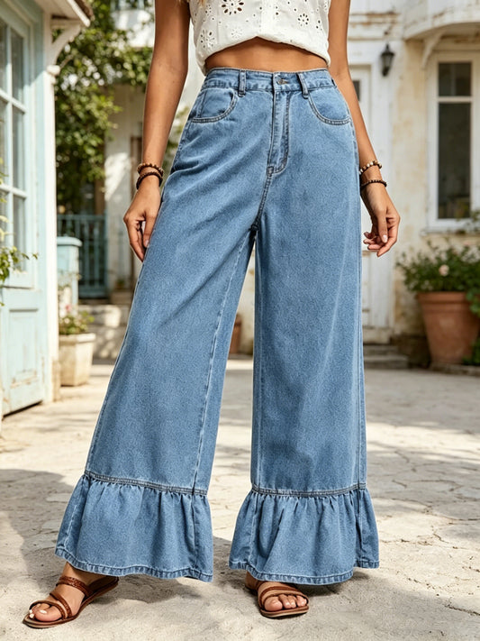 Women's Casual Ruffled Jeans