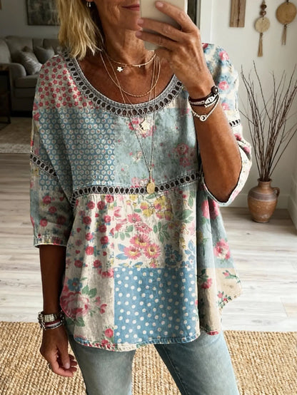 Bohemian Floral Cutout Top &Vintage Hippie Style