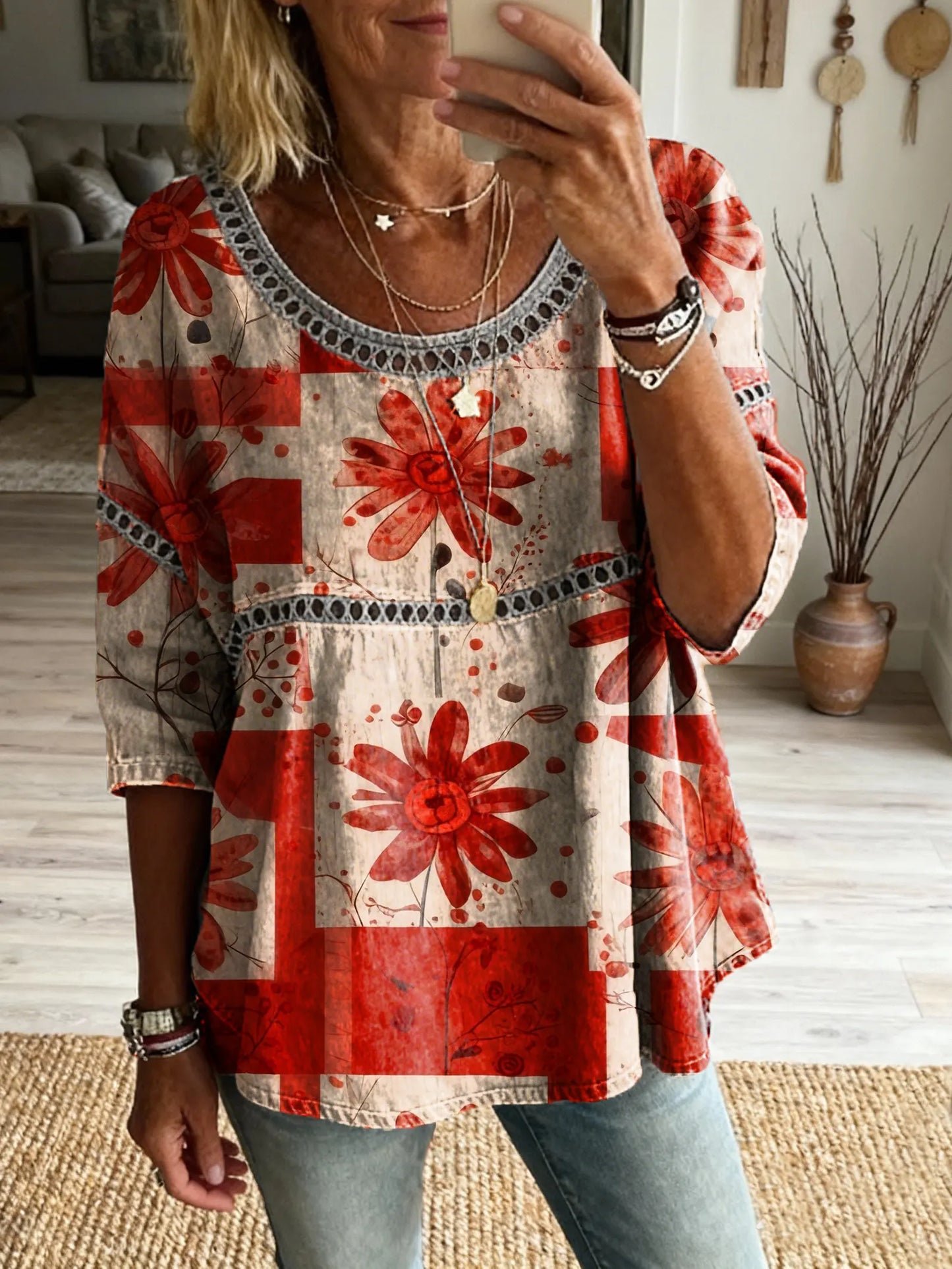 Bohemian Floral Cutout Top &Vintage Hippie Style