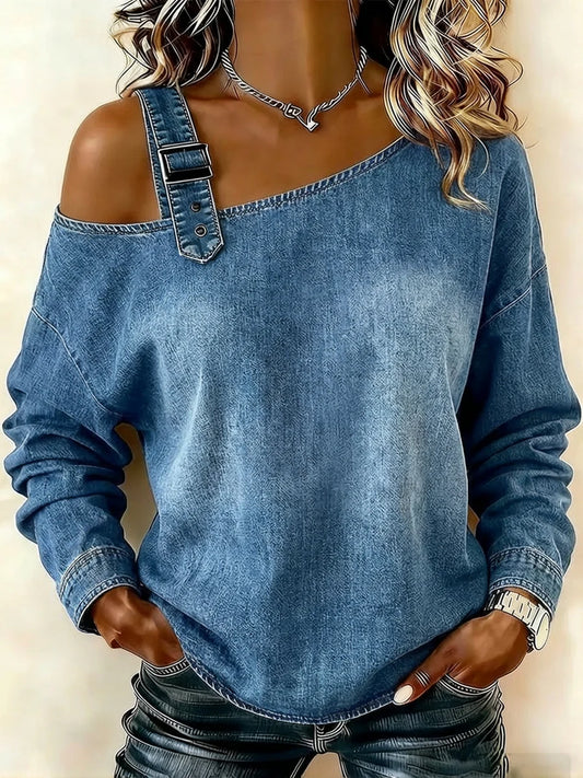 Women's Casual Long-Sleeved Washed Top