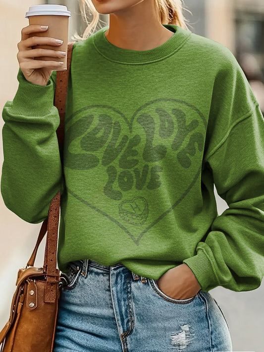 Love Love Love Print Casual Sweatshirt