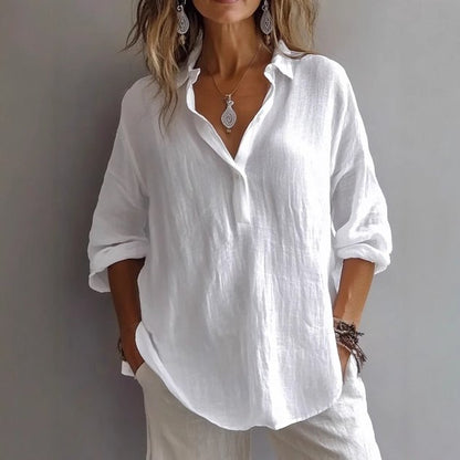 Shirt Collar Long Sleeve Plain Regular Micro-Elasticity Regular Fit Shirt For Women