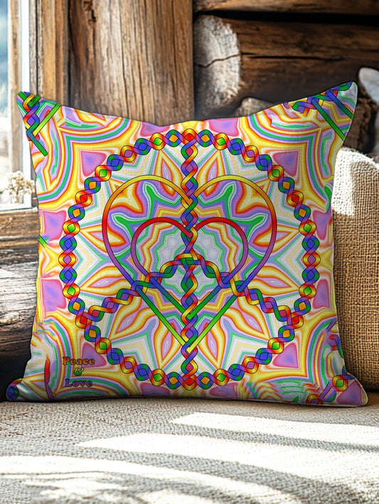 Colorful Heart Hippie Pattern Art Print Leisure Pillow