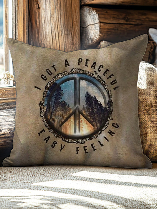 Peace On Earth Hippie Art Print Lounge Pillow