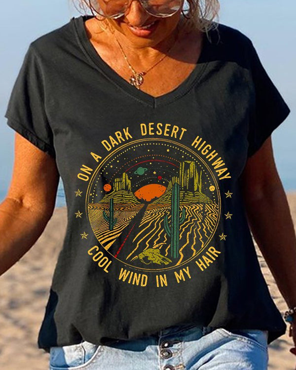 On A Dark Desert Highway Desert Landscape Graphic Tees