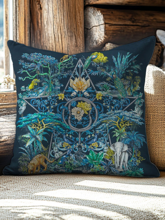 Animal, Plant, Flower, Five-pointed Star Pattern Art Print Pillow