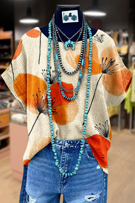 Chic Floral Print Dolman Sleeve Top
