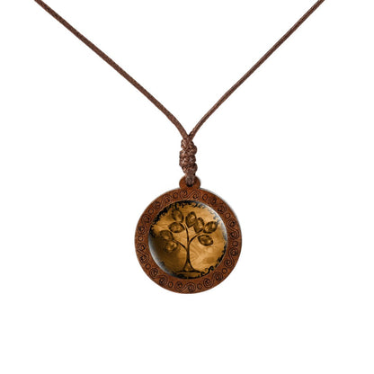 Wood Life Tree time gem Glass Pendant Necklace