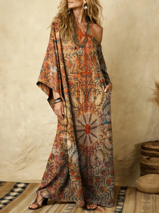 Women's Bohemian Art Print Kaftan Dress