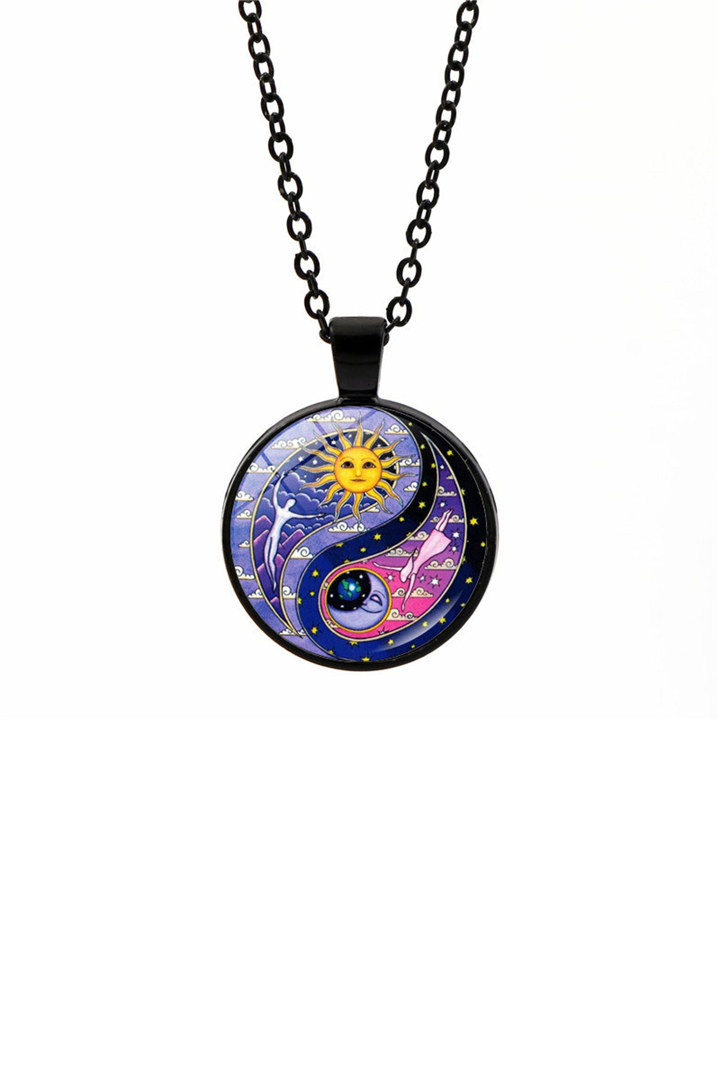 Time Gem Sun And Moon Pendant Necklace