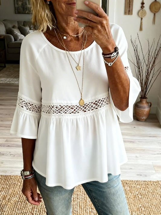 Women's Casual Lace-Paneled Top