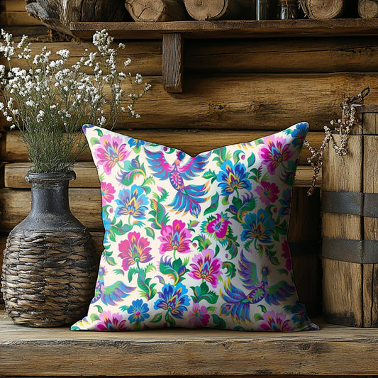 Colorful Retro Flower Print Casual Pillow