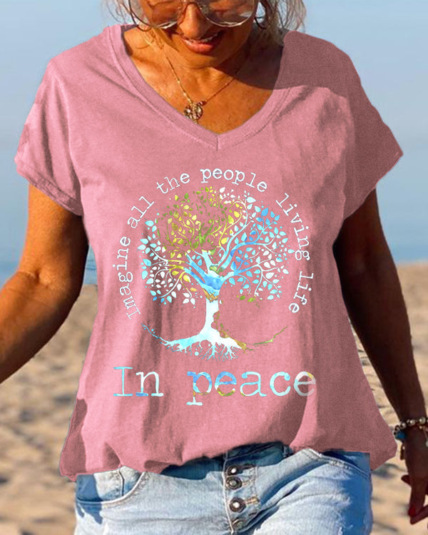 Imagine All The People Living Life Tree Of Life Graphic Tees