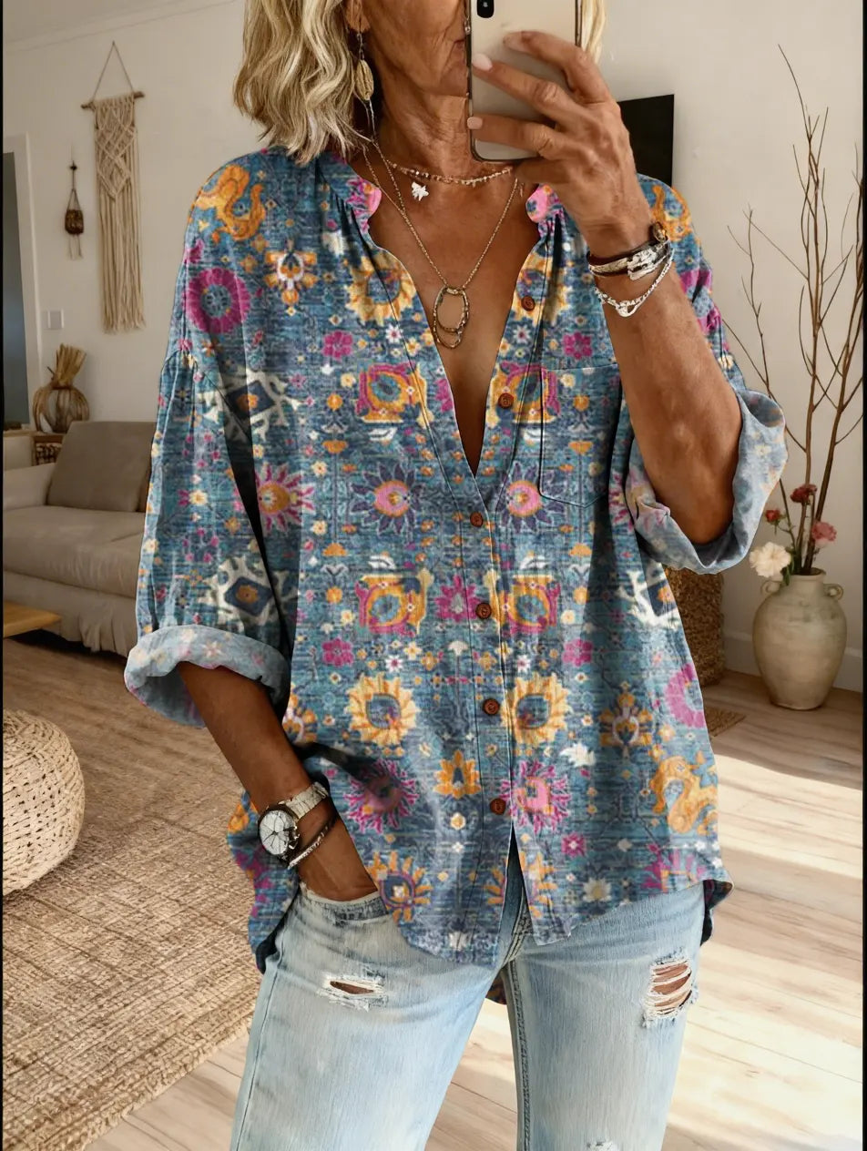 Women's Floral Art Print Casual Shirt