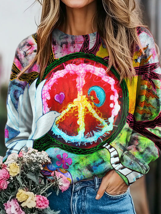 Hippie Art Print Casual  Sweatshirt