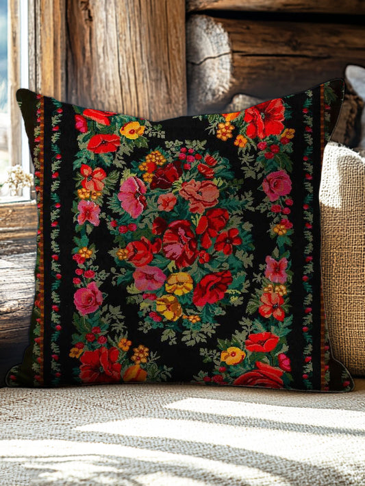 Retro Floral Pattern Art Print Pillow