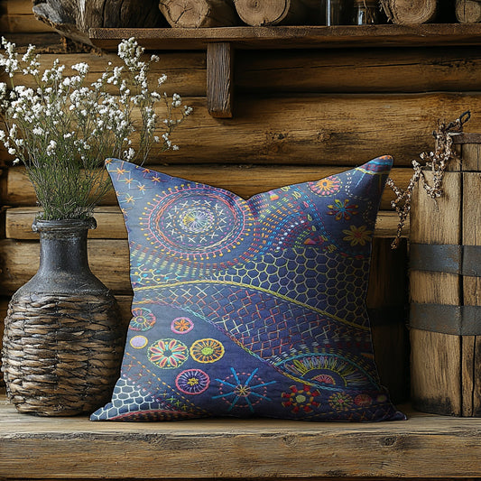 Colorful Retro Flower Print Casual Pillow