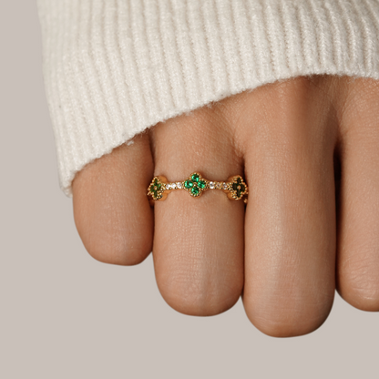 Four Leaf Clover Crystal Ring