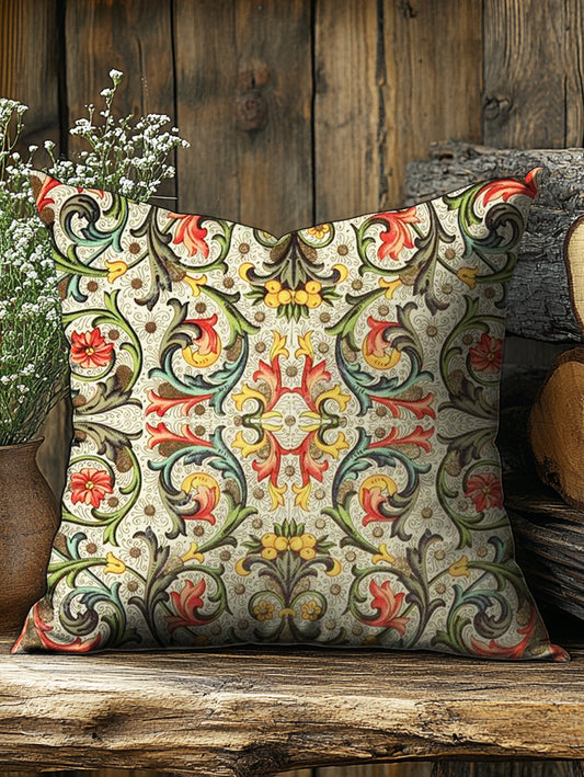 Bohemian Folk Flower Art Patterns Print Pillow