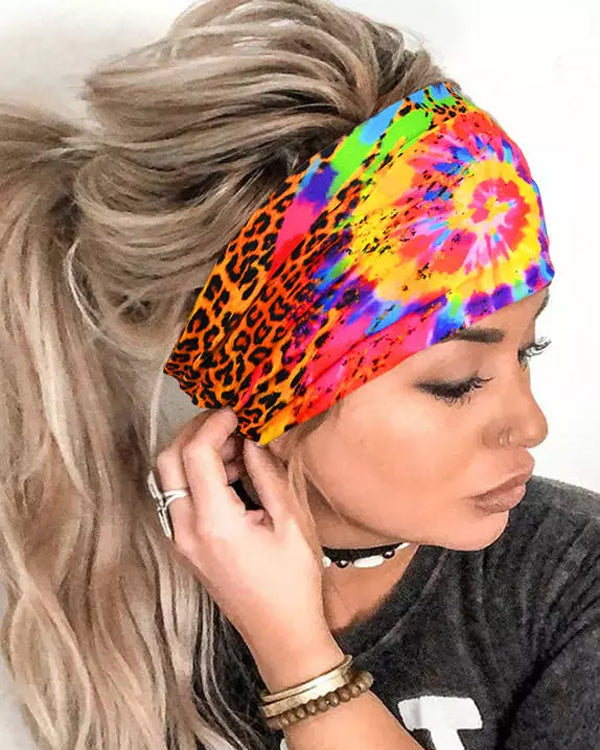 Leopard Tie Dye Swirl Wide Headband