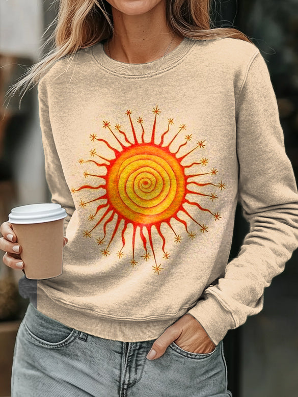 Hippie Sunflower Art Print Casual  Sweatshirt