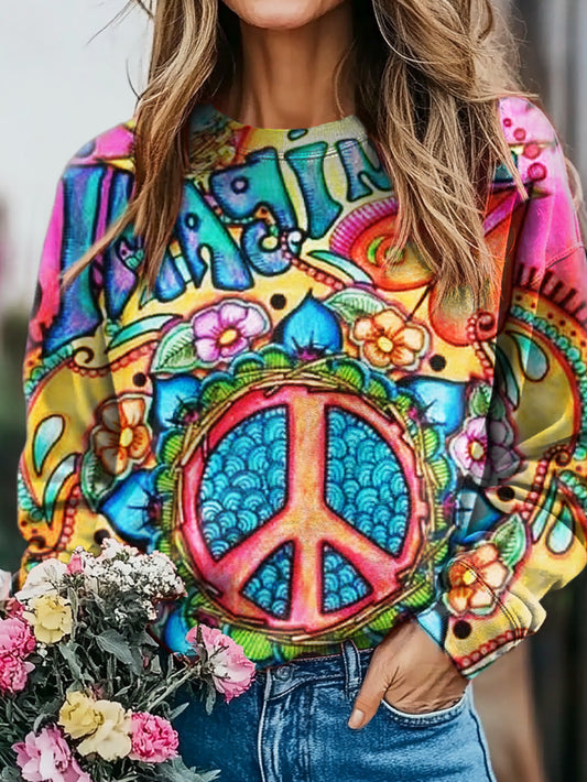 Hippie Art Print Casual  Sweatshirt