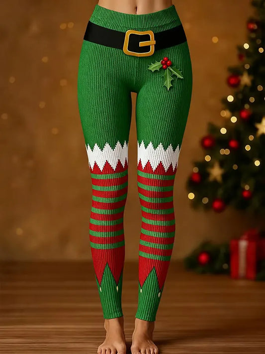 Women's Christmas Art Print Knit Leggings