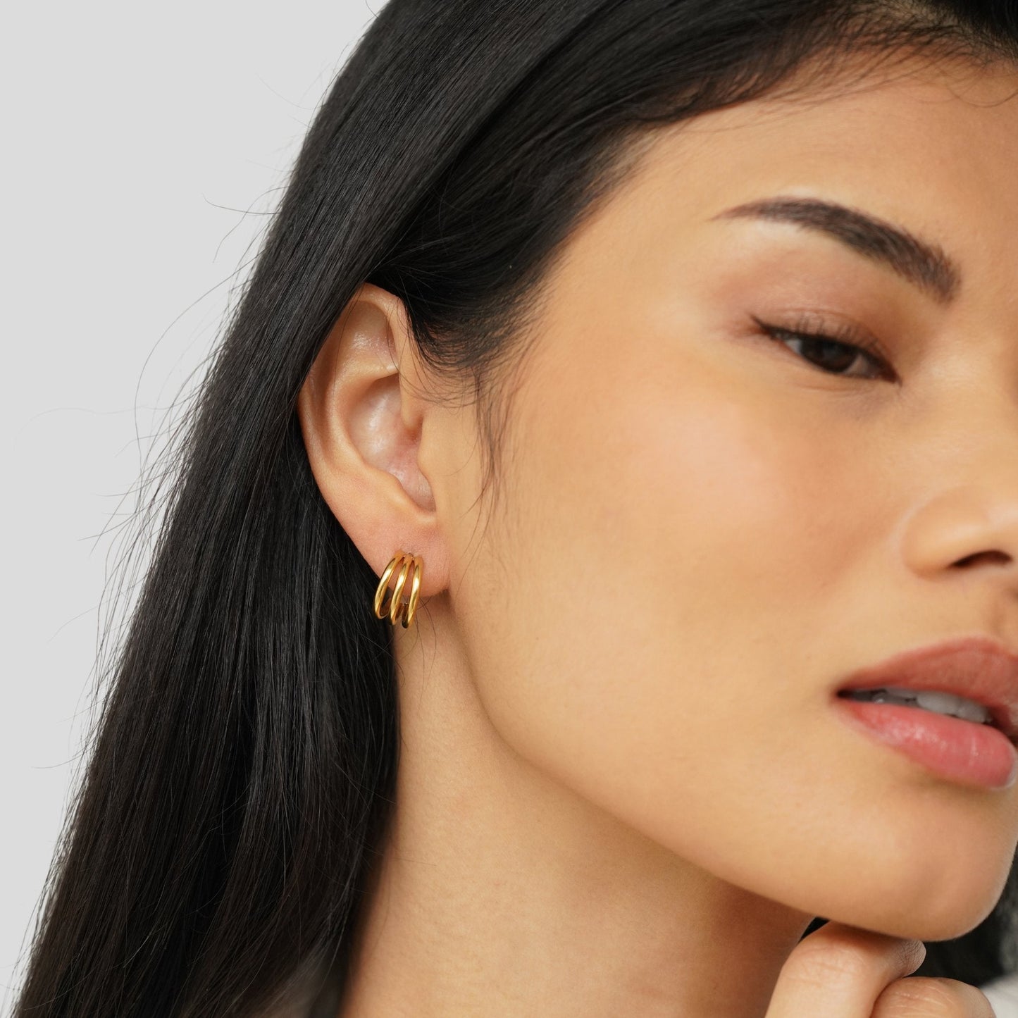 Anaya Triple Gold Hoop Earrings