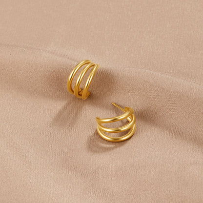 Anaya Triple Gold Hoop Earrings