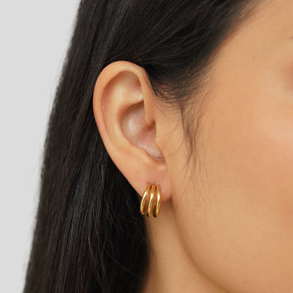 Anaya Triple Gold Hoop Earrings