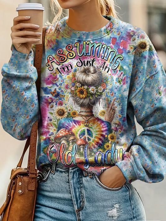 Hippie Floral Girls Art Print Casual Sweatshirt