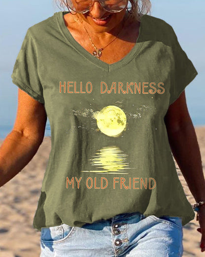 Hello Darkness My Old Friend Moonlight Printed Graphic Tees