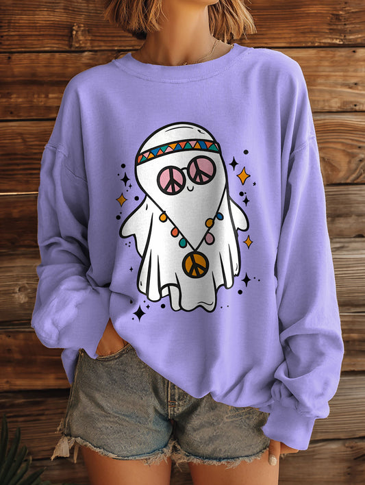 Ethnic Halloween Ghost Hippie Vintage Art Print Casual Sweashirt