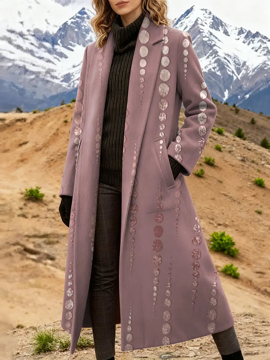 Women's Retro Polka Dot Art Print High-Quality Casual Wool Coat