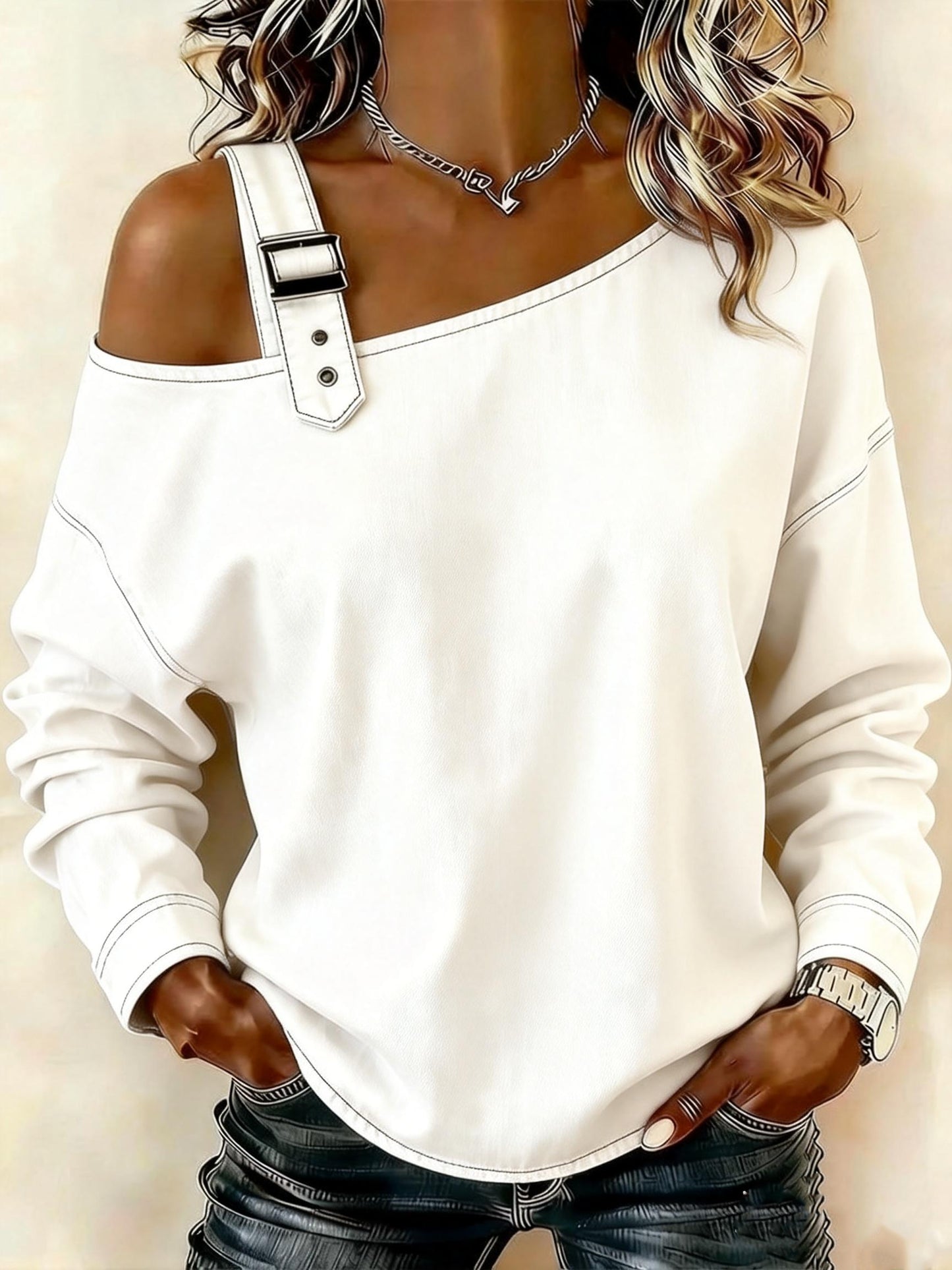 Women's Casual Long-Sleeved Washed Top