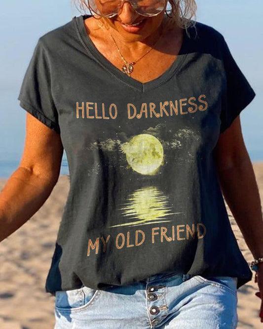 Hello Darkness My Old Friend Moonlight Printed Graphic Tees