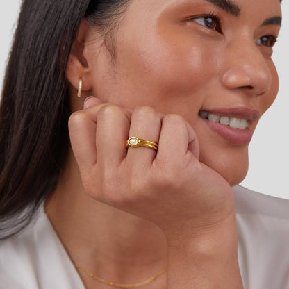 Chunky Pearl 18K Gold Ring