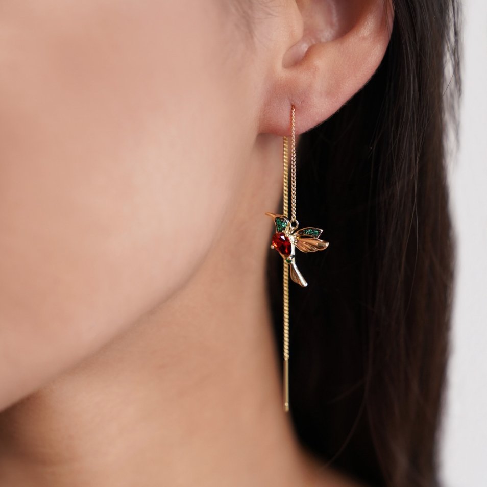 Crystal Hummingbird Tassel Earrings