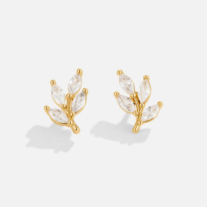 Crystal Leaf Stud Earrings