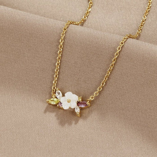 Crystal White Blossom Necklace